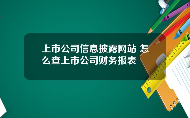 上市公司信息披露网站 怎么查上市公司财务报表